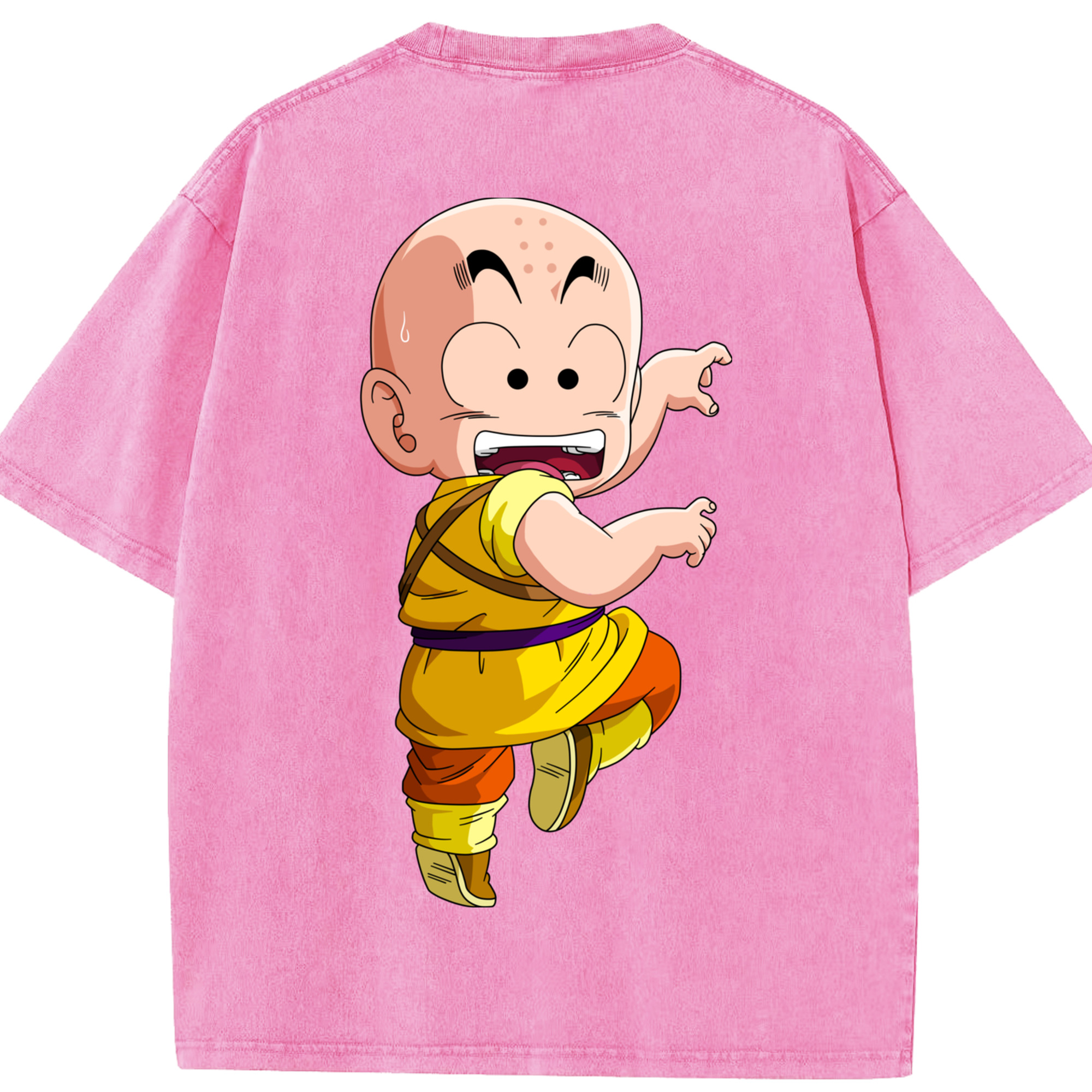 （画像用） ドラゴンボール クリリン DRAGON BALL krillin 綿100% ヴィンテージ風 半袖Tシャツ（背面プリント）